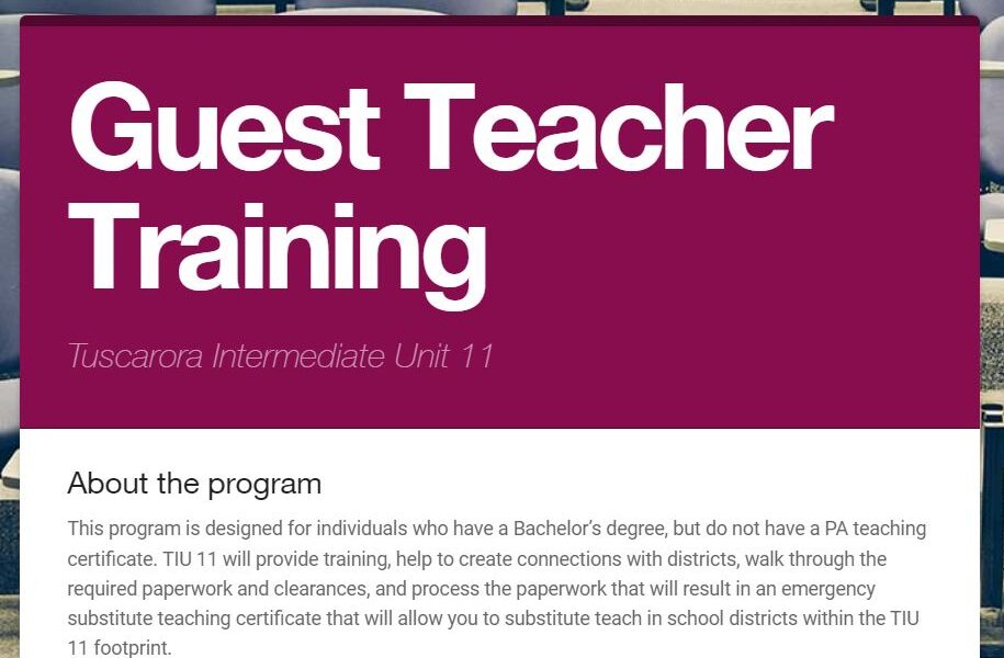 Guest Teacher Training offered by TIU11.