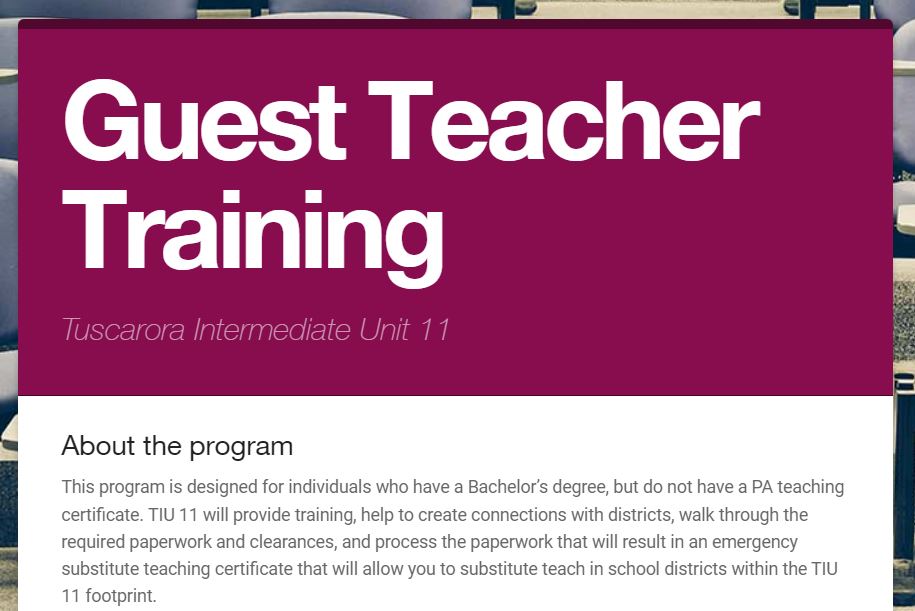 Guest Teacher Training offered by TIU11.